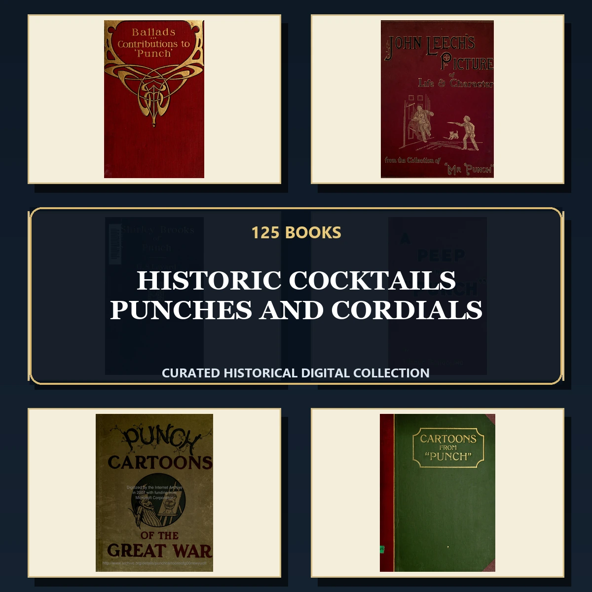 125 Historic Cocktails Punches and Cordials PDF Books – Curated Historical Collection cover