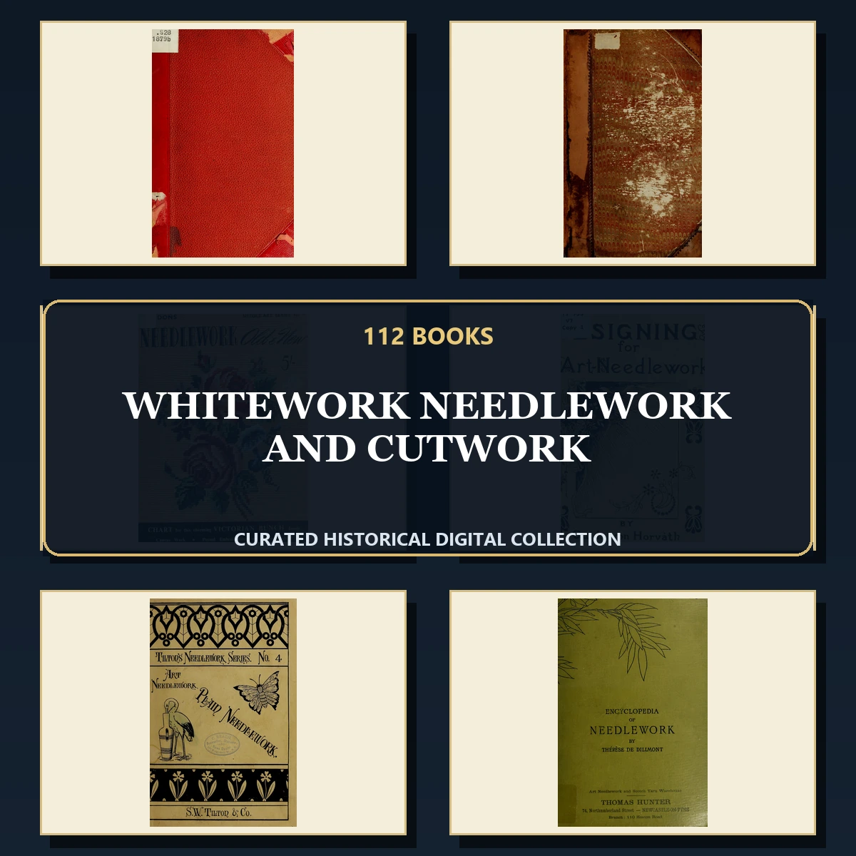 112 Whitework Needlework and Cutwork PDF Books – Curated Historical Collection cover